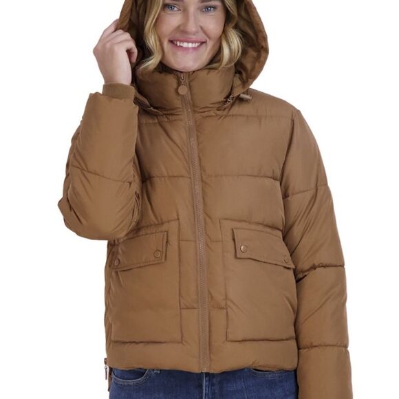 Sebby Puffer Coat Jacket Brown Medium - Picture 10 of 12